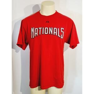 Majestic Washington Nationals Red Short Sleeve Shirt/Tshirt Size Large Sports